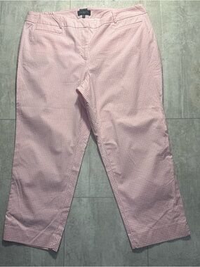 Talbots Pink Gingham Cropped Pants the perfect crop sz 18W preppy